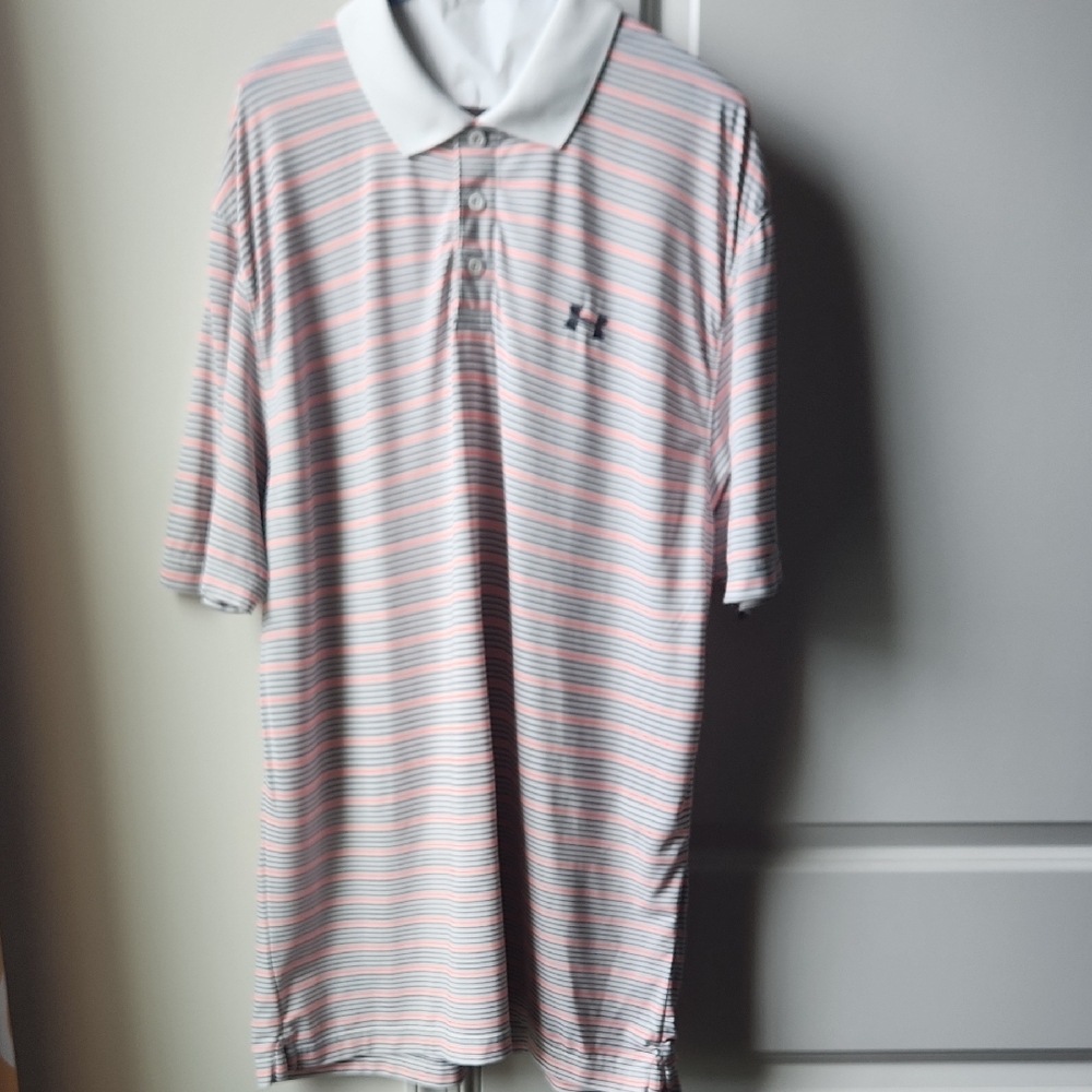Under Armour Striped Polo Shirt - White, Blue, Red